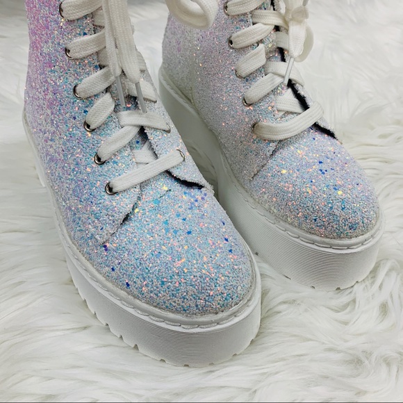 Shoes White Glitter Combat Boot Poshmark